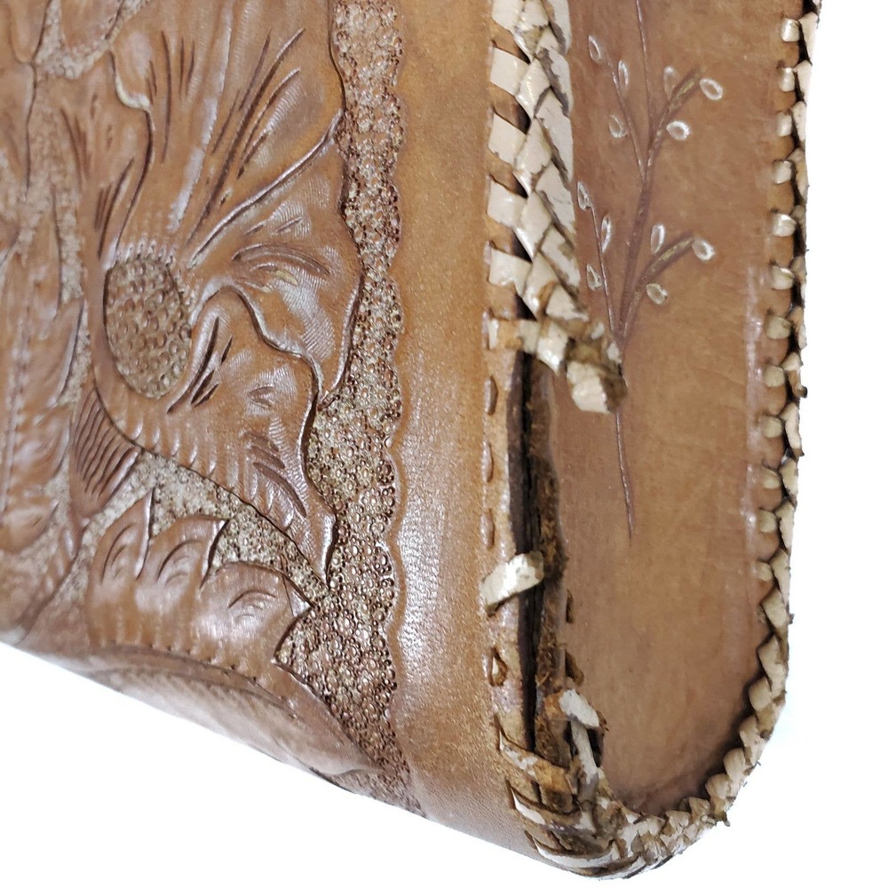 Vintage Artisan Handtooled Leather Bag - Picture 4 of 9